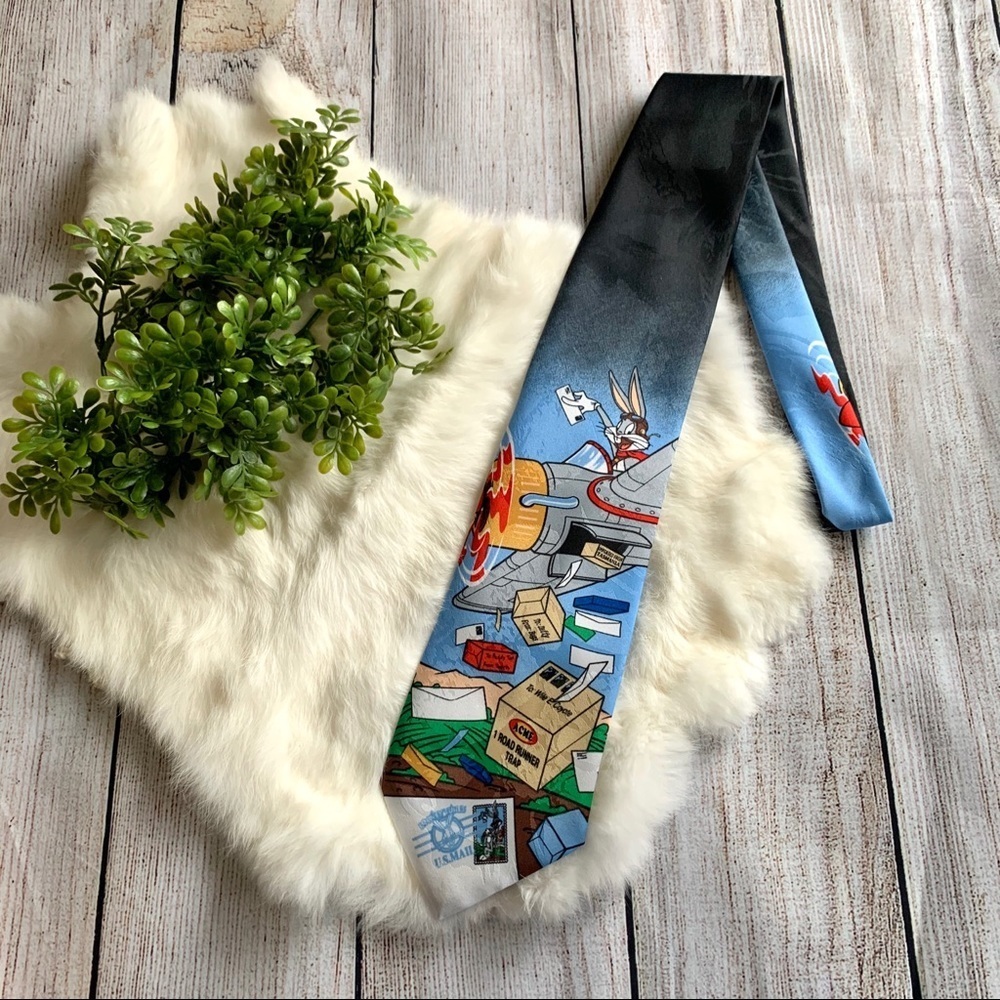 Vtg Looney Tunes Stamp Collection Bugs Bunny Tie